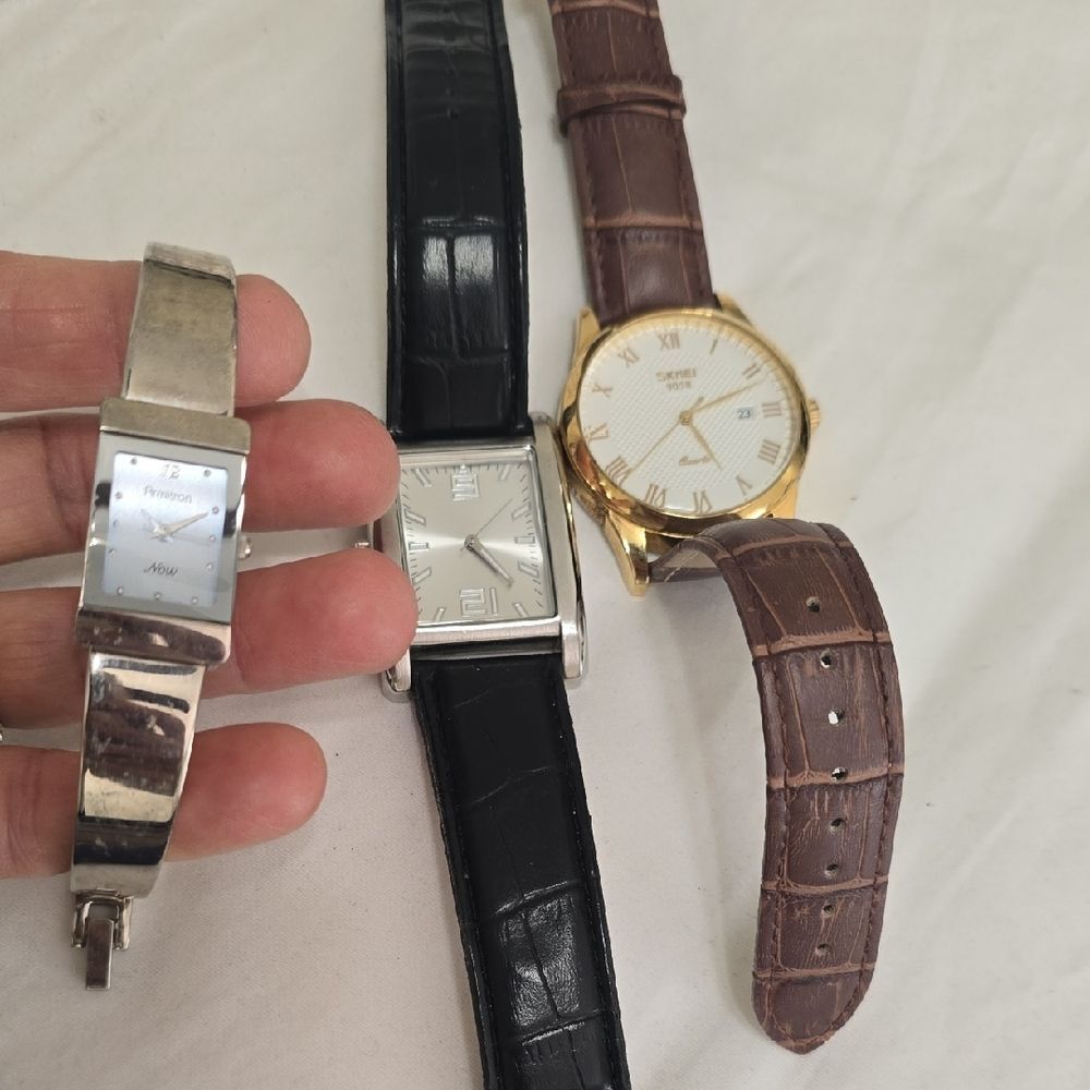 Gold and Silver Watches with Leather Straps